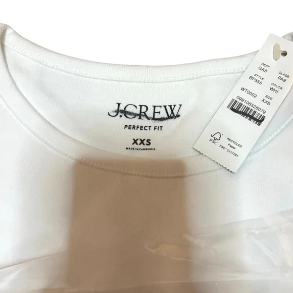 J.Crew Perfect Fit White Tee XXS NWT Slim Cotton Short Sleeve Top - Picture 3 of 6